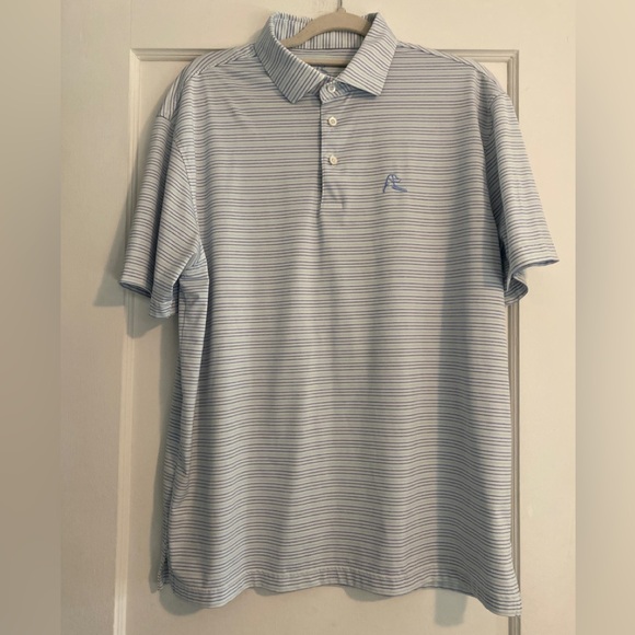 Rhoback Other - Rhoback The Whaler Blue Green Striped Short Sleeve Polo Size Large